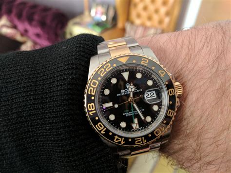 rolex gmt master ii two tone on wrist|Rolex two tone price.